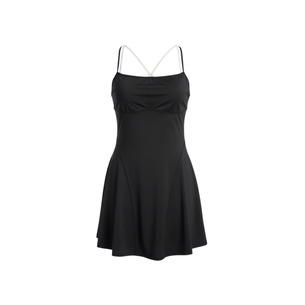 Black Athletic Tennis Dress with Built-in Bra Cutout Back Size M